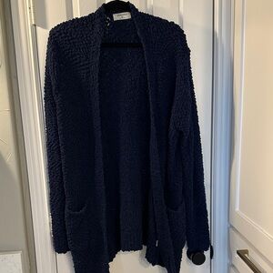 Zenana Women's Navy Blue popcorn Cardigan XL